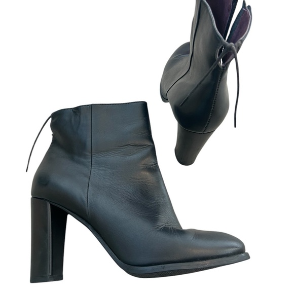 CheBello NWOT size 9.5 back lace up black leather heels!  lux made in Italy - Picture 3 of 14